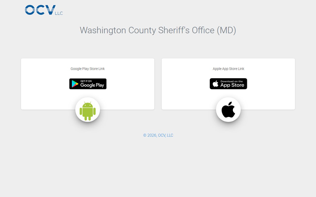 Washington County Sheriff app landing page for official agency resources and alerts