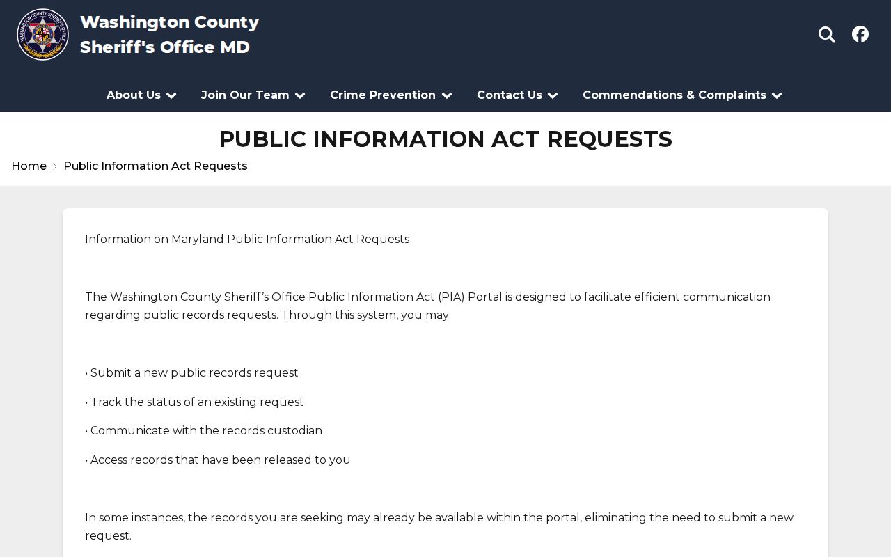 Washington County Sheriff's Office public records request portal