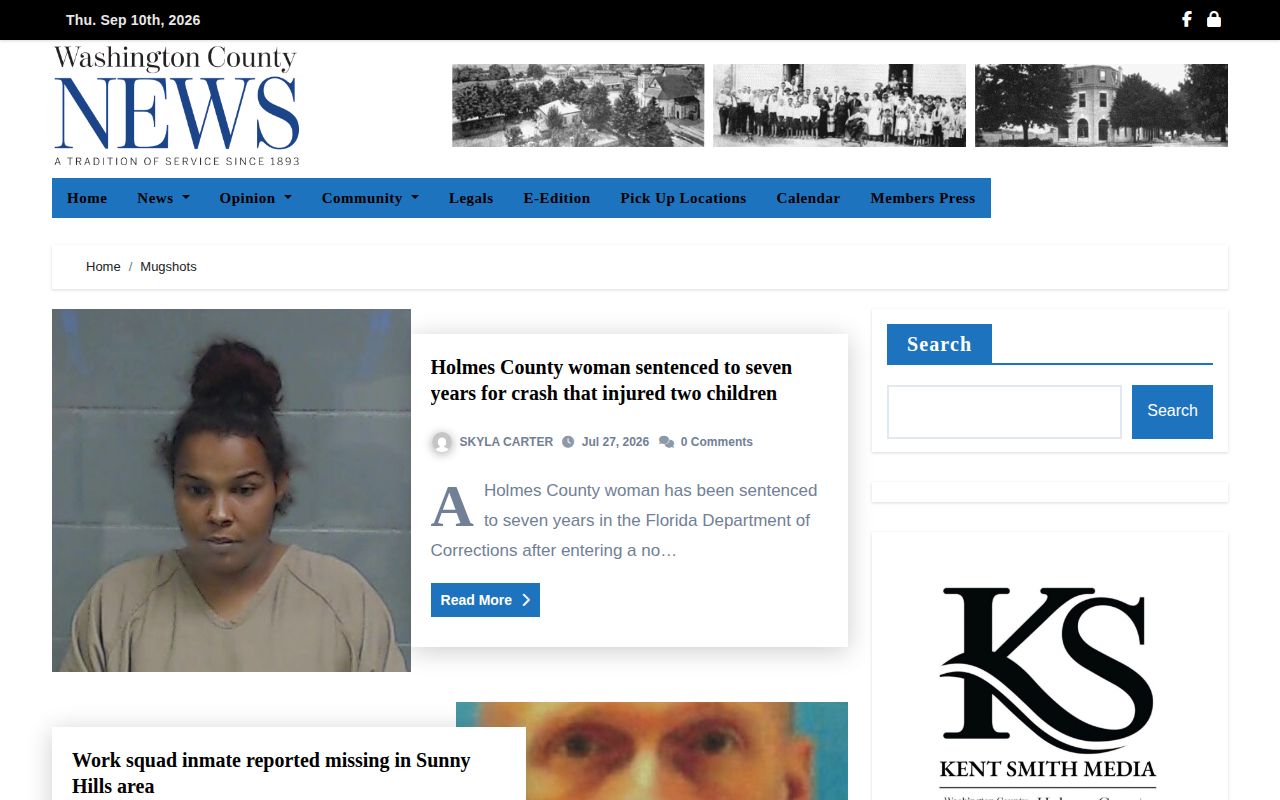 Washington County News arrest and mugshot category page used as a secondary news source